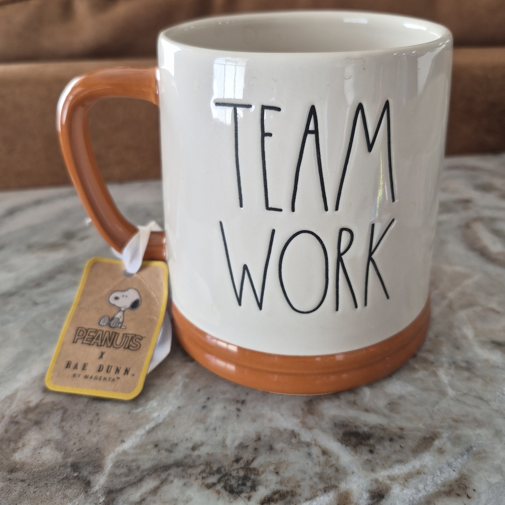 Rae Dunn Peanuts "Team Work" mug